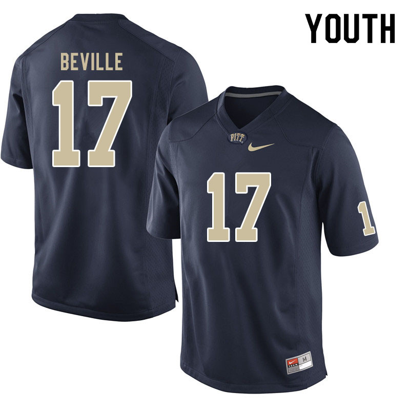 Youth #17 Davis Beville Pitt Panthers College Football Jerseys Sale-Navy